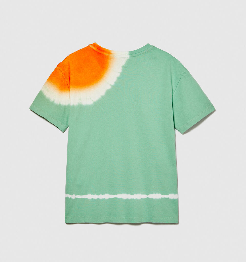 Tie-dye t-shirt with print - boys' short sleeve t-shirts - Green | Sisley Young image number 2